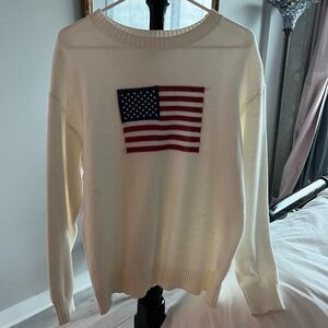 NWOT Medium American Flag Sweater - Cream